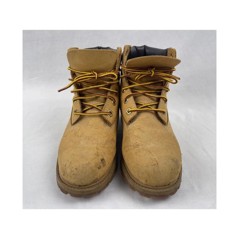 Timberland 6 Inch Premium Boys Size 3.5 Wheat Waterproof Nubuck Leather Boots‎
